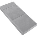 Folding Foam Mattress Portable Single Sofa Bed Lounge Chair Velvet - Light Grey