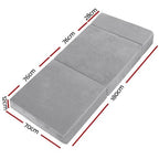 Folding Foam Mattress Portable Single Sofa Bed Lounge Chair Velvet - Light Grey