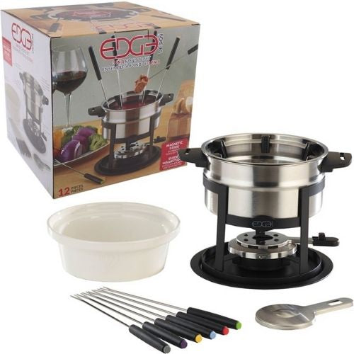 Fondue Set Stainless Steel Edge Design Ensemble Forks With Magnetic Fork Guide