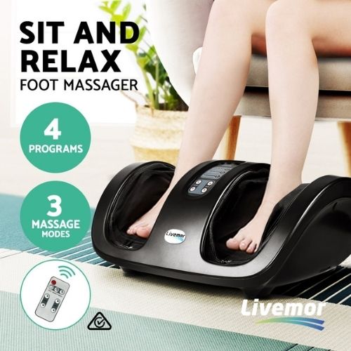 Foot Massager Livemor Electric Kneading Roller Massage w/ Remote Control - Black
