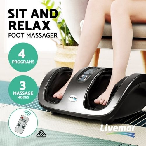 Foot Massager Livemor Electric Kneading Roller Massage with Remote Control, Grey