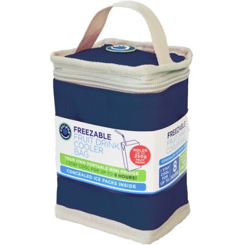 Freezable Fruit Drink Cooler Carry Bag Picnic Travel Carrier - Navy Blue/Silver