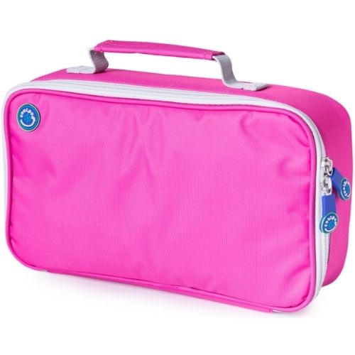 Freezable Rectangular Insulated School Office Lunch Cooler Bag PINK GLACIER GREY