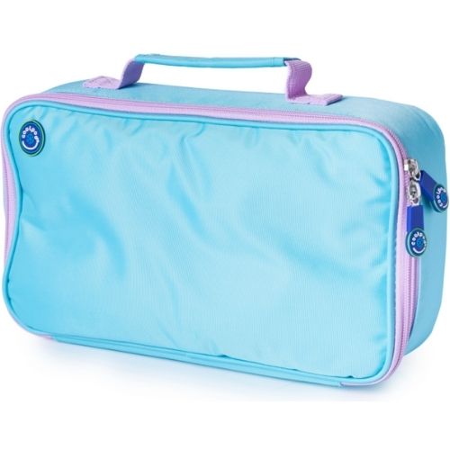 Freezable Rectangular Insulated School Office Lunch Cooler Cool Bag -Sky / Lilac