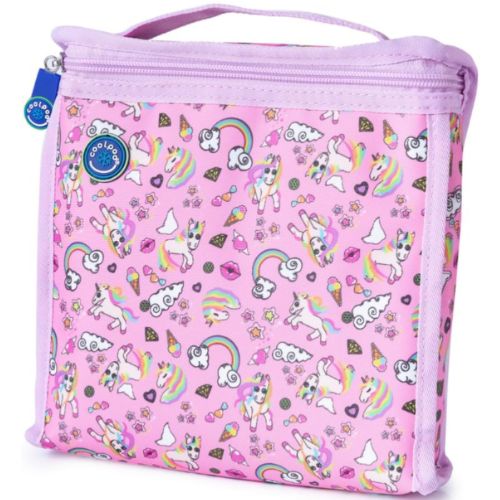 Freezable Sandwich Bag Insulated Portable Food Carrier W/ Zip Closure - Unicorns