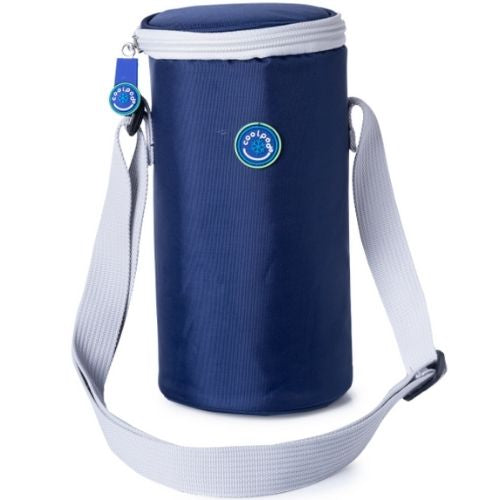 Freezable Small Bottle Cooler Insulated Travel Cool Bag Navy Blue / Glacier Grey