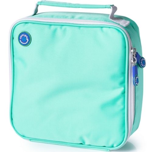 Freezable Square Insulated School Lunch Cooler Bag – Biscay Green / Glacier Grey