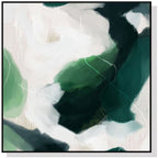 French Abstract Square Frame Canvas Wall Art Decor Green Black Painting Artwork