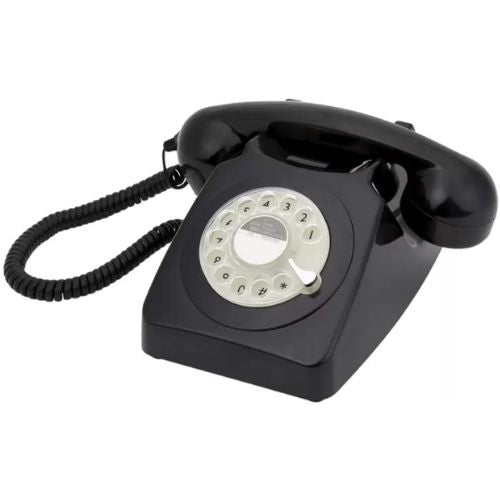 GPO 746 Rotary Dial Telephone Retro Design Classic Style Desk Phone - Black