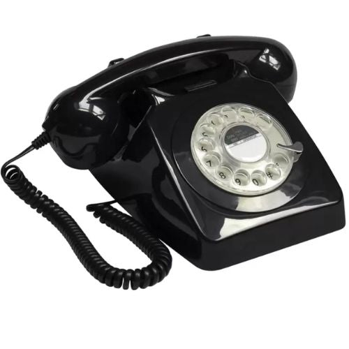 GPO 746 Rotary Dial Telephone Retro Design Classic Style Desk Phone - Black