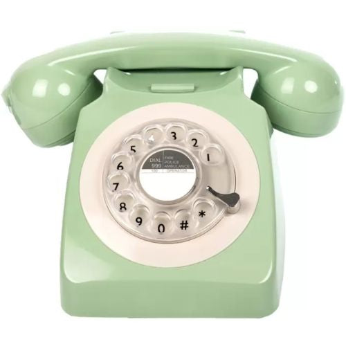 GPO 746 Rotary Dial Telephone Retro Design Classic Style Desk Phone - Green