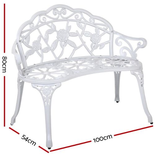 Gardeon Victorian Outdoor Bench Garden Park Patio Lounge Chair Seat - White