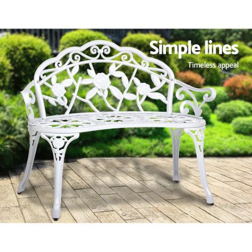 Gardeon Victorian Outdoor Bench Garden Park Patio Lounge Chair Seat - White