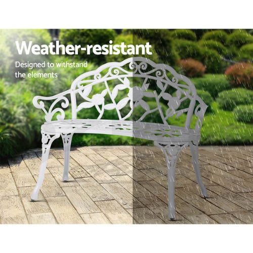 Gardeon Victorian Outdoor Bench Garden Park Patio Lounge Chair Seat - White