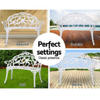 Gardeon Victorian Outdoor Bench Garden Park Patio Lounge Chair Seat - White