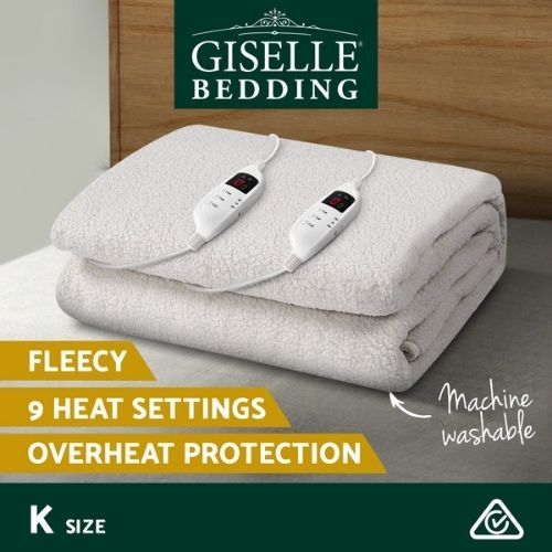 Giselle Bedding 9 Setting Fully Fitted Electric Blanket Fleecy Underlay - King