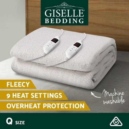 Giselle Bedding 9 Setting Fully Fitted Electric Blanket Heated Pad Cover - Queen