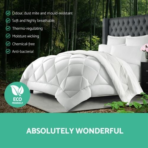Giselle Queen Bed 700GSM Quilt Microfibre Bamboo Blanket Doona Duvet Comforter