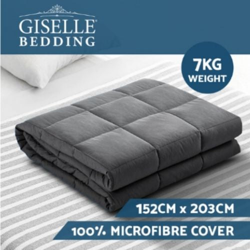 Giselle Weighted Blanket 7KG Adult Heavy Gravity Blankets Deep Relax - Dark Grey