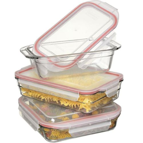Glasslock 3-Piece Oven Safe Bakeware Tempered Glass Food Container with Lids