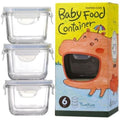 Glasslock 3 Piece Baby Food Square Container Set 210ml Leak Proof and Air Tight Containers
