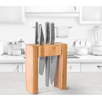 Global Ikasu V 5 Piece Knife Block Set, Made in Japan, Bamboo Storage Block
