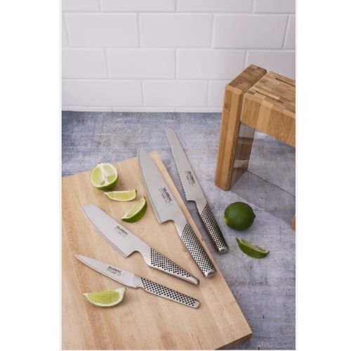 Global Ikasu V 5 Piece Knife Block Set, Made in Japan, Bamboo Storage Block