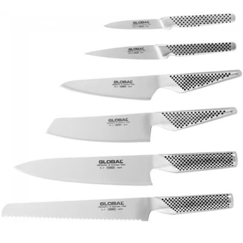 Global Kabuto 7 Piece Knife Set with Acrylic Block - Black