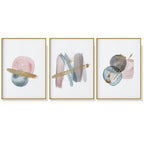 Gold Frame Canvas Wall Art Home Decor Blush Pink Watercolor 3 Sets 60cmx90cm