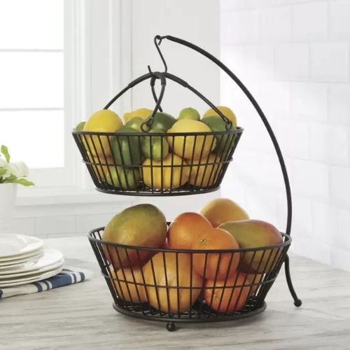 Gourmet Basics By Mikasa Cherie 2 Tier Basket with Banana Hook