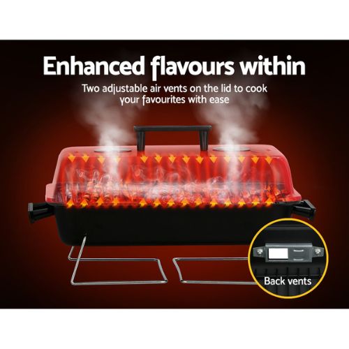 Grillz Portable Charcoal BBQ Grill Camping Barbecue Outdoor Cooking Smoker