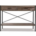 Hallway Console Table Wooden 2-Tier Design Metal Entryway Display Stand - Wood