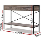 Hallway Console Table Wooden 2-Tier Design Metal Entryway Display Stand - Wood