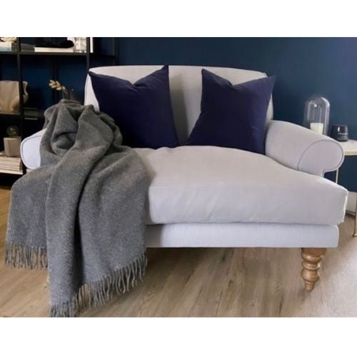 Hampton Throw Blanket Merino Wool Blend Soft, Warm & Cozy Sofa Bed Decor - Slate