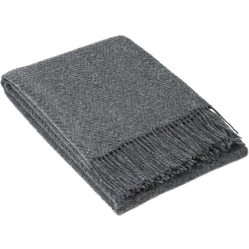 Hampton Throw Blanket Merino Wool Blend Soft, Warm & Cozy Sofa Bed Decor - Slate