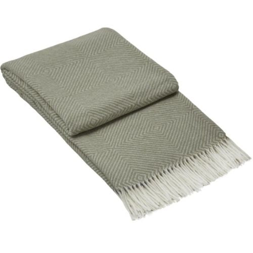 Hampton Throw Merino Wool Blend Soft Warm Blanket For Couch Sofa Bed, Light Grey