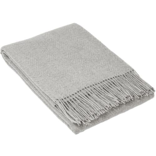 Hampton Throw Merino Wool Blend Soft, Warm & Cozy Sofa Throw Bed Blanket, Silver