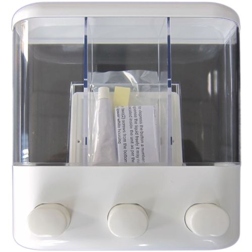 Handi Homes Bathroom Shower Liquid Soap Dispenser w/ 3 Compartment - White/Clear