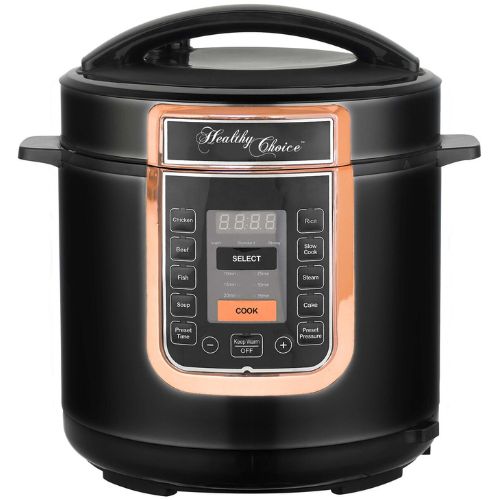 Healthy Choice 6L Electric Slow/Pressure Cooker 1000W LED Display, Non Stick Pot