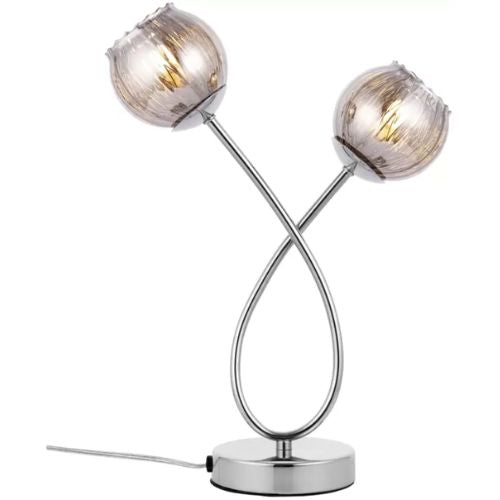 Hudson Living Aerith Table Lamp with Smoky Mirror Effect Glass - Chrome