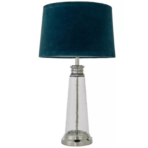 Hudson Living Winslet Table Desk Lamp with Grey Velvet Shade - Teal