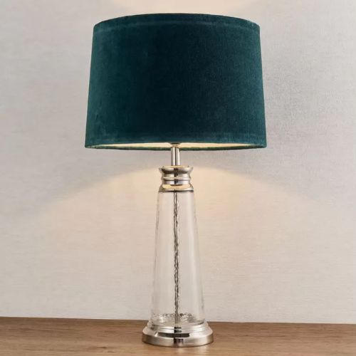 Hudson Living Winslet Table Desk Lamp with Grey Velvet Shade - Teal