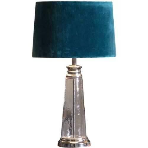 Hudson Living Winslet Table Desk Lamp with Grey Velvet Shade - Teal