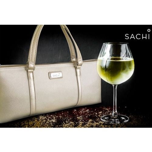 Insulated Wine Purse Sachi Cooler Travel Bag Carrier Handbag - Champagne Gold