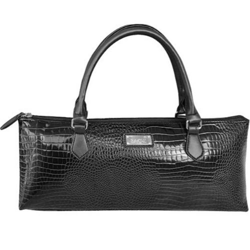 Insulated Wine Purse Sachi Cooler Travel Bag Carrier Handbag - Crocodile Black