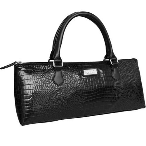 Insulated Wine Purse Sachi Cooler Travel Bag Carrier Handbag - Crocodile Black