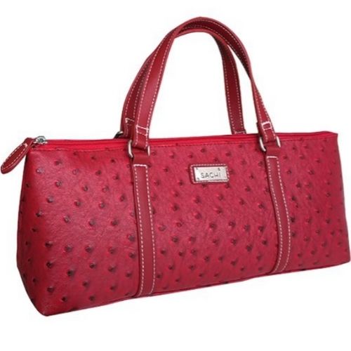 Insulated Wine Purse Sachi Cooler Travel Bag Carrier Handbag - Ostrich RED
