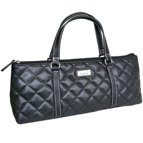 Insulated Wine Purse Sachi Cooler Travel Bag Carrier Handbag - Quilted Black