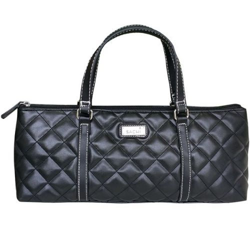 Insulated Wine Purse Sachi Cooler Travel Bag Carrier Handbag - Quilted Black