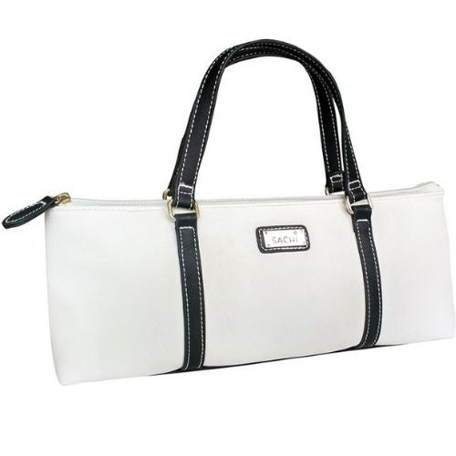 Insulated Wine Purse Sachi Cooler Travel Bag Carrier Handbag - White & Black